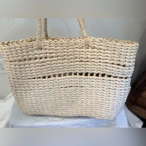 Elegant Cream Woven Tote Bag